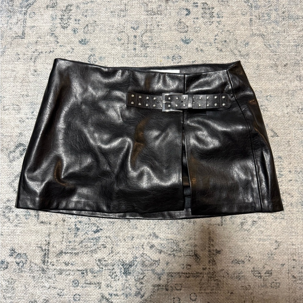 Bershka Black Mini Skirt with Slit for Night Out